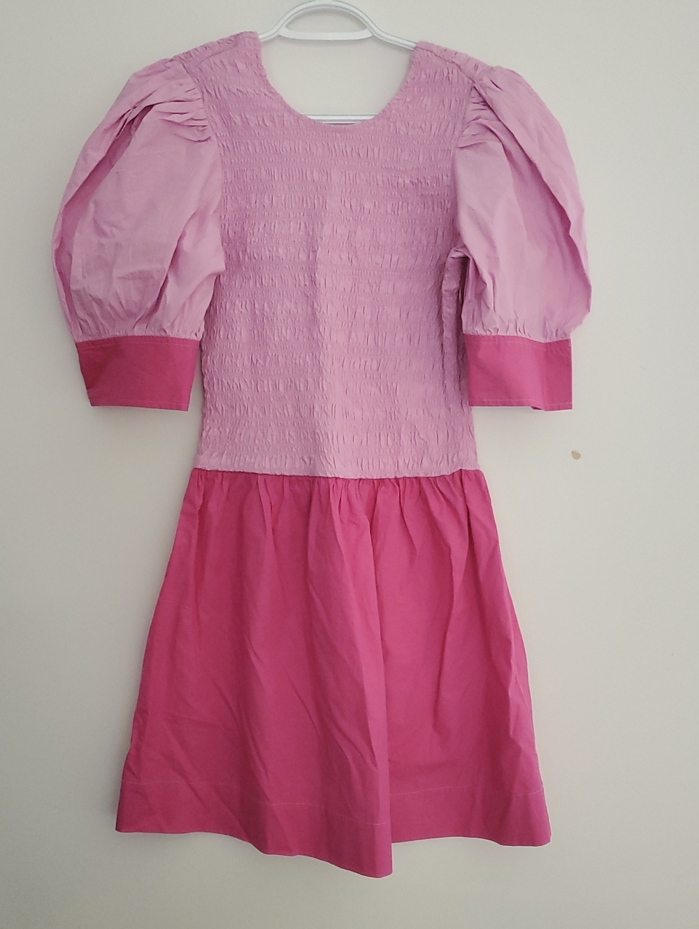 Ganni Pink Two-Tone Poplin Open Back Dress